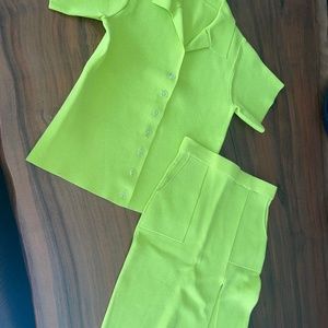 Hanifa Robyn Skirt Set - Bright Lime - XS